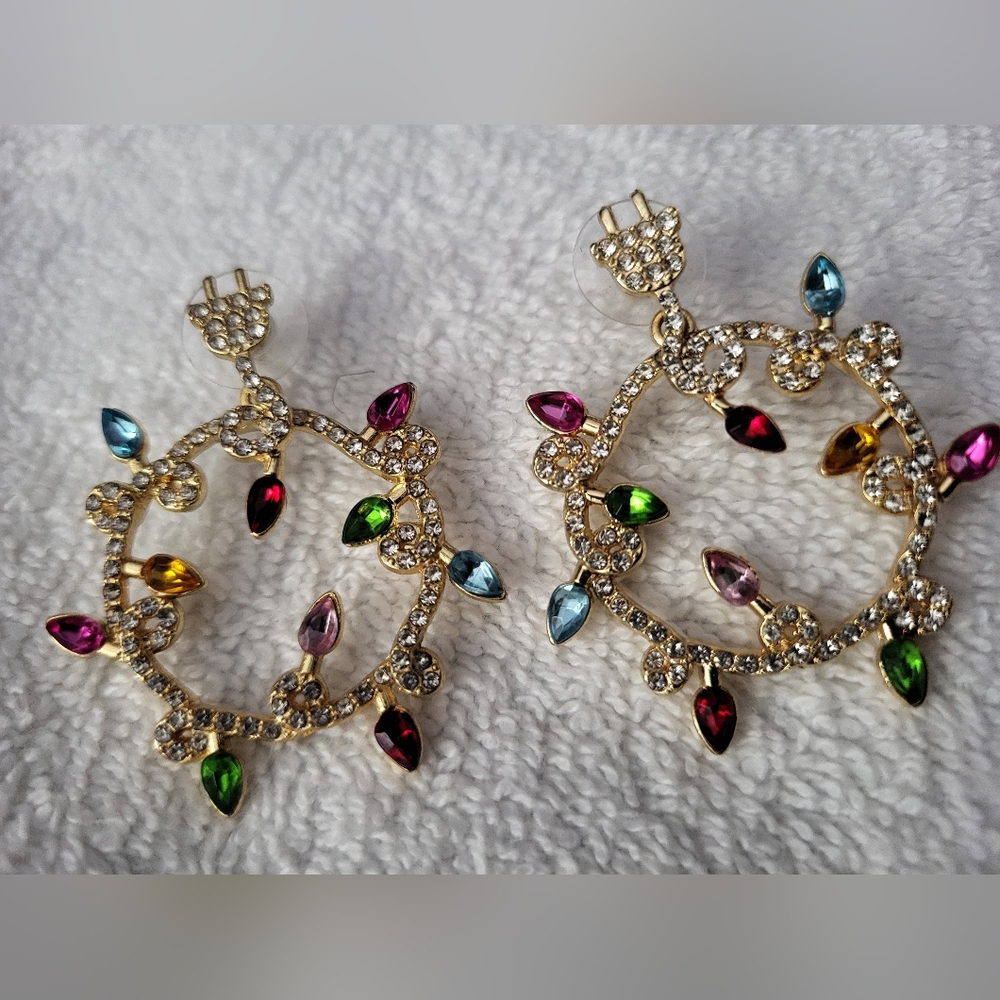 String of Christmas Lights Earrings With Post Back